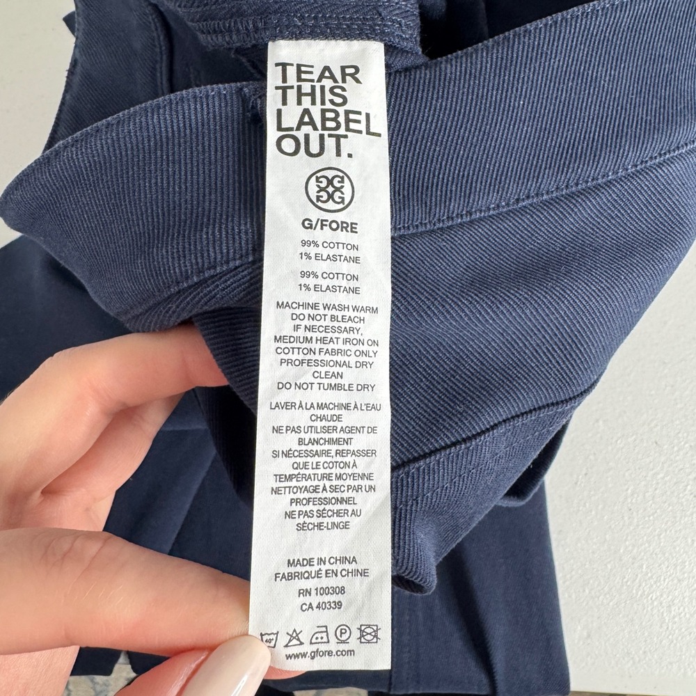G/FORE Cotton Twill High Rise Straight Tapered Trouser Womens 10 Blue Golf Pant - Picture 11 of 12